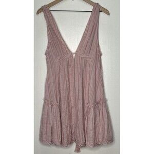 Sleeveless Deep V-Neck Mini Short Dress Large Candy LA baby pink Beach Feminine